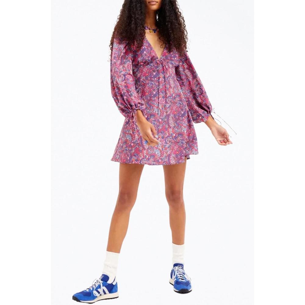 NEW FOR LOVE & LEMONS tonya open-back long sleeve mini dress in purple - Picture 2 of 4